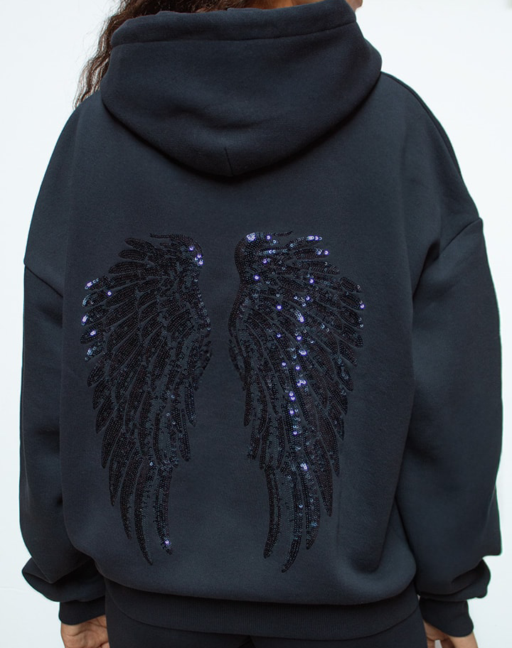 Sweat à revers ailes Bleu